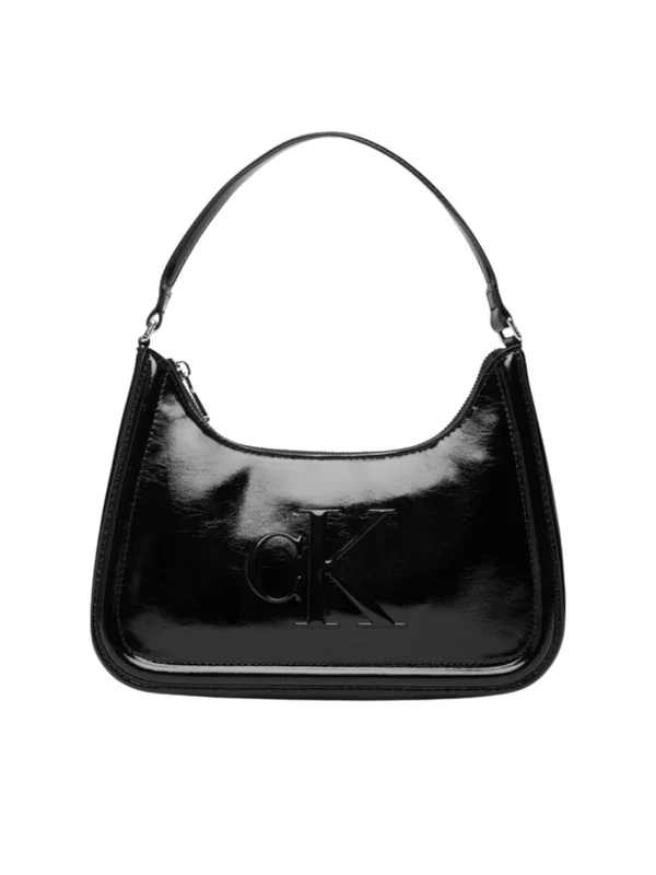 Calvin Klein Women's BOLD CK METALLIC SHOULDER BAG LV04F3332G Crossover, Black (Black), One Size