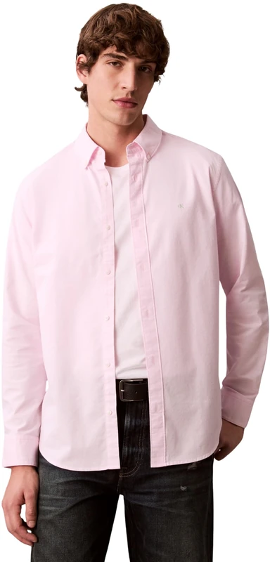 Calvin Klein Men's LS Solid Oxford Classic Shirt LV140EM125 Other Shirts, Pink (Pearly Pink), XS