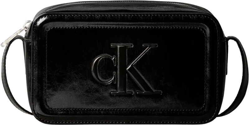 Calvin Klein Women's BOLD CK METALLIC CAMERA BAG LV04F3331G Crossover, Black (Black), One Size
