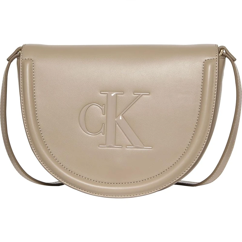 Calvin Klein Women's BOLD CK SADDLE CROSSBODY LV04F3221G Crossover, Brown (Desert Taupe), One Size