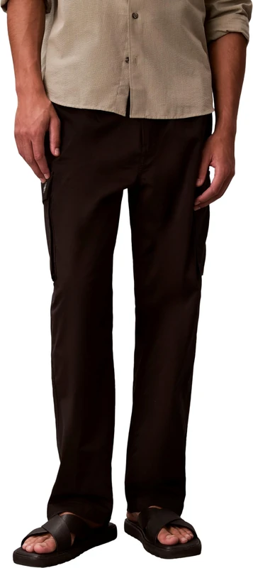 Calvin Klein Men's Cargo Trousers Comfort Cotton Straight Fit, Black (Black), 2XL