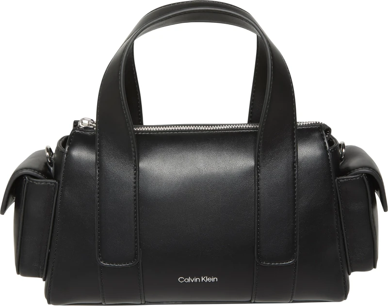 Calvin Klein Women's WEBBING STRAP POCKET BAG LV04F3291G Crossover, Black (Black/Shiny Nickel), One Size