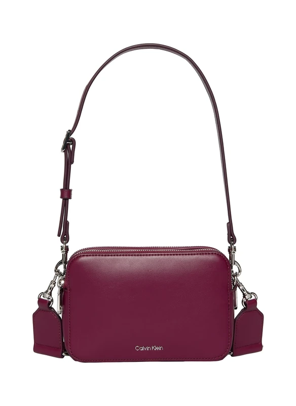 Calvin Klein Women's WEBBING DOUBLE STRAP CAMERA BAG LV04F3165G Crossover, Red (Alluring Pink), One Size