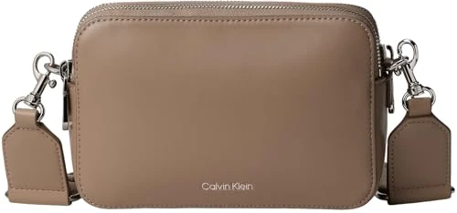 Calvin Klein Women's WEBBING DOUBLE STRAP CAMERA BAG LV04F3165G Crossover, Brown (Desert Taupe), One Size