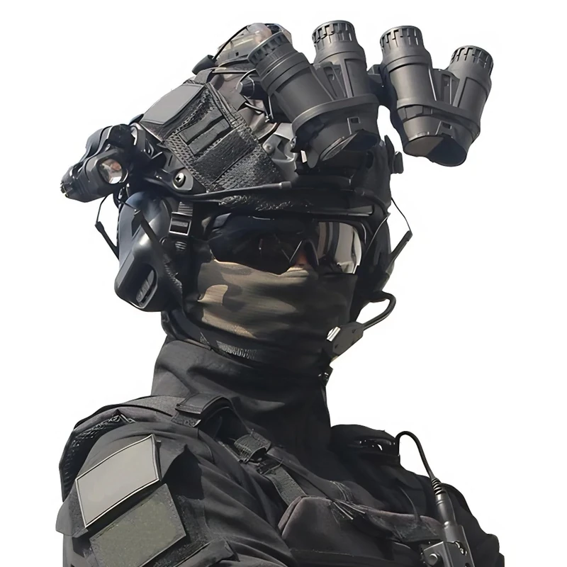 KBFLWBF Tactical FAST Airsoft Helmet Set, Paintball Helmet with Noise Cancelling Headset, Goggles, Battery Pouch, Flashlights, Metal L4G24 and NVG Model for Outdoor Hunting CS Game Cosplay H L