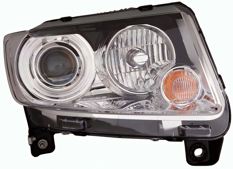 PROPOSTEONLINE Headlight made for Jeep Compass 2011 Right H9-P27 Halogen with Electric Motor Inner Parable Chrome K05182552AE