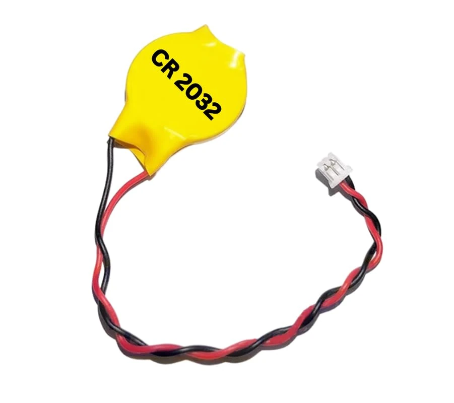 Eunicell - 1 x CR2032 CMOS 3V Lithium Button Coin Cell Battery with Molex 2-Pin (51021-0200) Connector - Replacement Battery For Desktop Computers Laptops and Motherboards