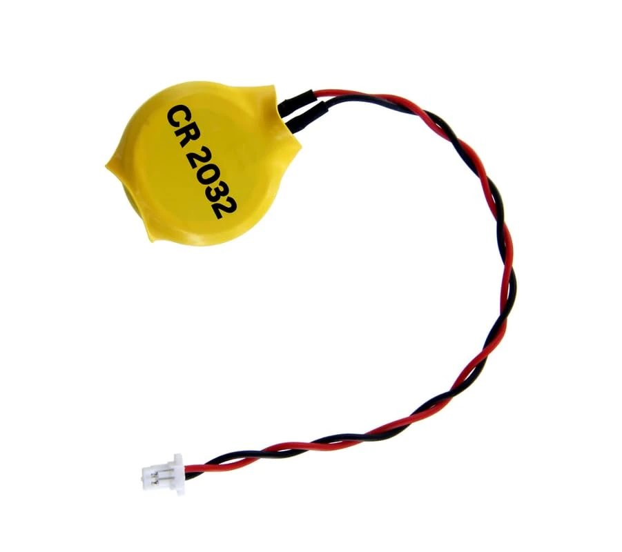 Eunicell - 1 x CR2032 CMOS 3V Lithium Button Coin Cell Battery with JST 2-Pin Connector - Replacement Battery For Desktop Computers Laptops and Motherboards
