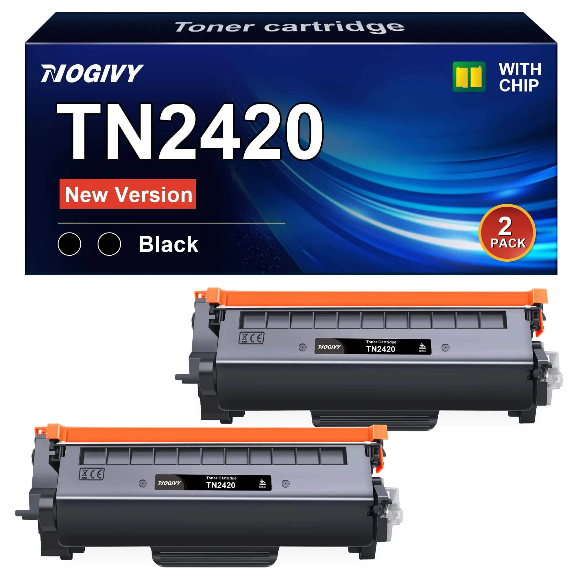 NOGIVY TN2420 TN-2410 Toner Cartridges Replacement for TN-2420 TN 2420 TN2410 Compatible with Brother HL-L2350DW DCP-L2530DW MFC-L2710DW HL-L2370dn HL-L2310D HL-L2375DW DCP-L2510D MFC-L2710DN(2 Black)