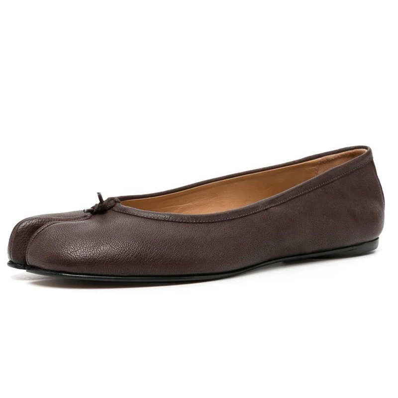VBDB Tabi Ballet Flats Shoes for Women Rounde Toe Wide Width Split Toe Low Heel Comfortable Flats Shoes, Dark Brown, 7.5 UK