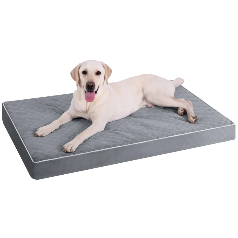 KSIIA Extra Large Dog Bed Washable, Orthopedic Dog Beds, Crate Mattress with Removable Cover, Mat with Non Skid Bottom, Dark Grey, 119x73x9cm