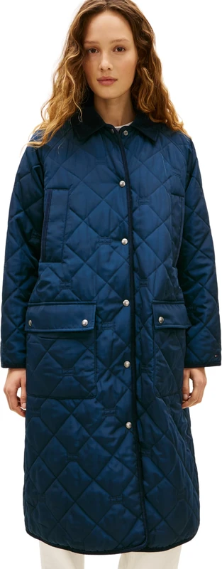 Tommy Hilfiger Women's PADDED FLAG QUILTED COAT WW0WW47747 Parka Coat, BLUE (Dark Night Navy), XXL