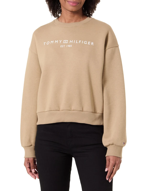 Tommy Hilfiger Women's CORP LOGO MDRN SWTSRT WW0WW47831 Pullover Sweatshirt, BEIGE (Driftwood Taupe), XXL