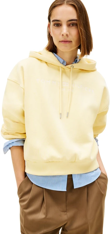 Tommy Hilfiger Women's CORP LOGO MDRN HOODIE WW0WW47832 Pullover Hoodie, YELLOW (Zesty Yellow), L