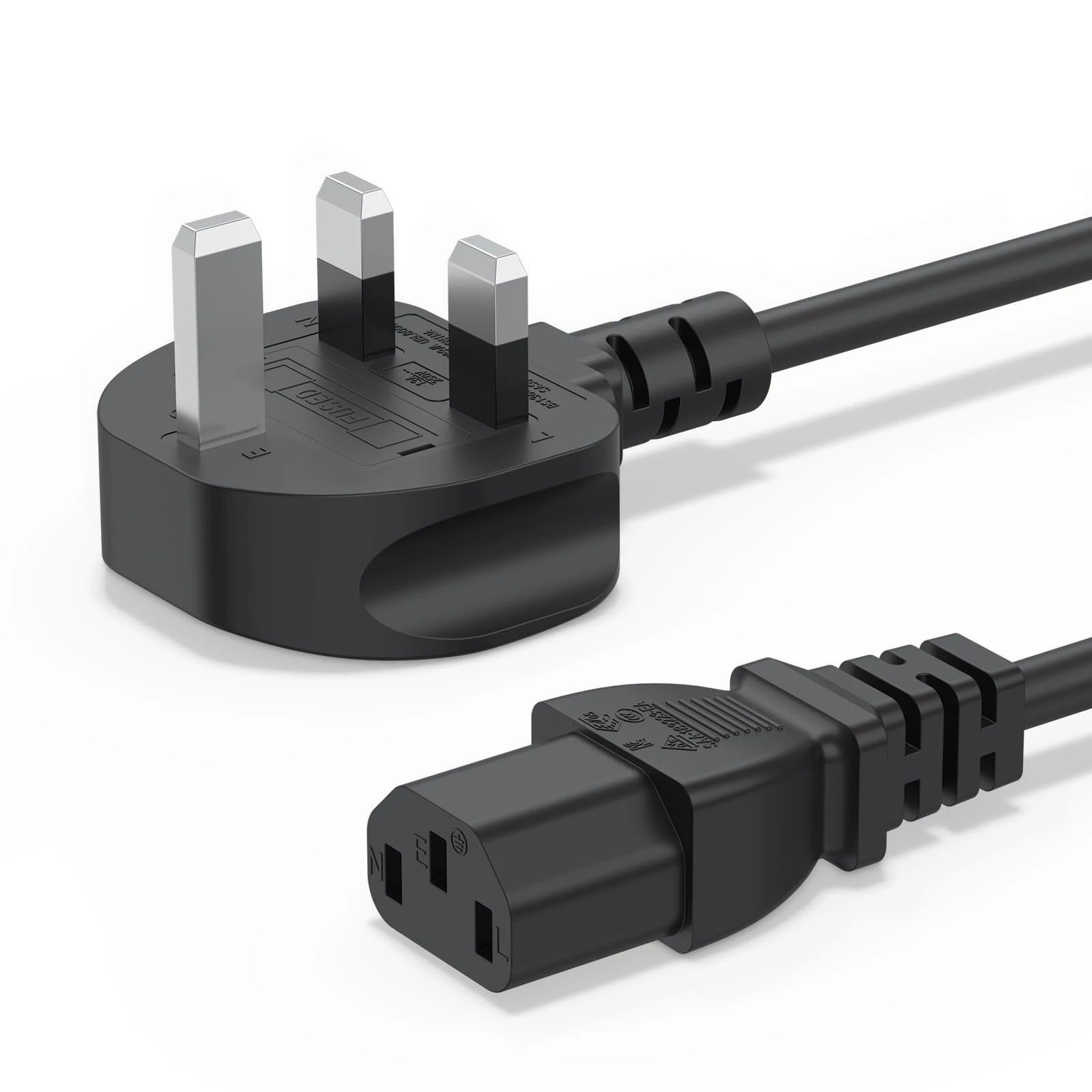 1.5M/5FT UK Plug 13A 250v Power Cable 3 Prong Power Cord for Ps3 Computers,TVs,Monitors,LG LED LCD Smart 1080p HDTV,Samsung,Acer,Epson Printer AC Cable,IECC13 to BS1363 3 Foot Kettle Lead Cord