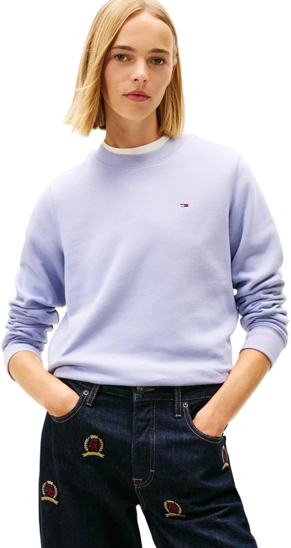 Tommy Jeans Women's TJW REG S FLAG CREW DW0DW19959 Pullover Sweatshirt, BLUE (Periwinkle Dusk), M