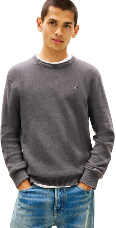 Tommy Jeans Men's TJM Slim Ess Sweater Ext Dm0Dm21787 Pullover, Grey (Washed Black), M