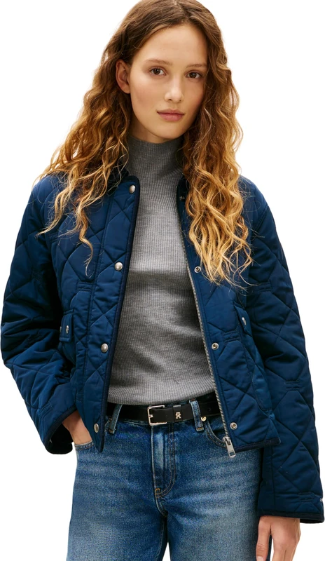 Tommy Hilfiger Women's PADDED FLAG QUILTED JACKET WW0WW47998 Other Jackets, BLUE (Dark Night Navy), 3XL