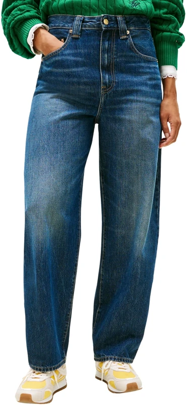 Tommy Hilfiger Women's DNM Mine Barrel RW WW0WW47692 Other Jeans, Denim (Mine), 28W / 28L