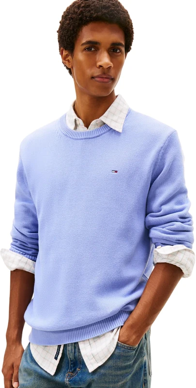 Tommy Jeans Men's TJM Slim Ess Sweater Ext Dm0Dm21787 Pullover, Blue (Nordic Iris), XS