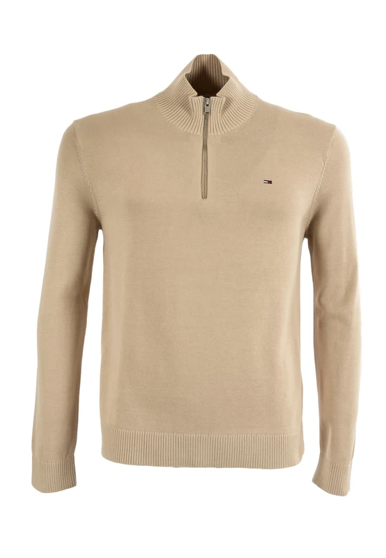 Tommy Jeans Men's TJM SLM Ess Light ¼ Zip SWTR Ext Dm0Dm21654 Half Sweater, Beige (Gulf Sand), 4XL Plus - Image 1