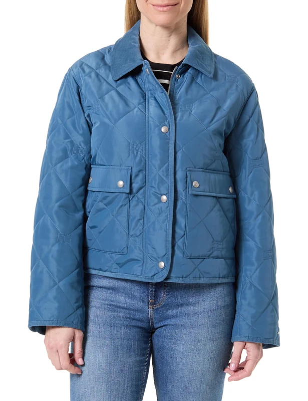 Tommy Hilfiger Women's PADDED FLAG QUILTED JACKET WW0WW47998 Other Jackets, BLUE (Cyclone Haze), XL