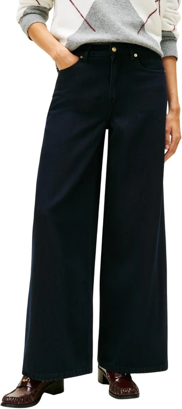 Tommy Hilfiger Women's DNM NINA 70's Wide Leg HW WW0WW47680 Other Jeans, Denim (Nina), 34W / 34L