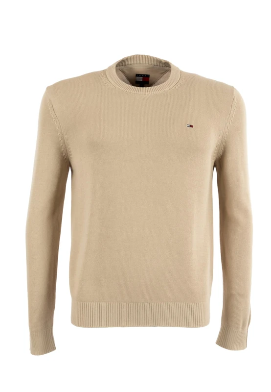 Tommy Jeans Men's TJM Slim Ess Sweater Ext Dm0Dm21787 Pullover, Beige (Gulf Sand), S