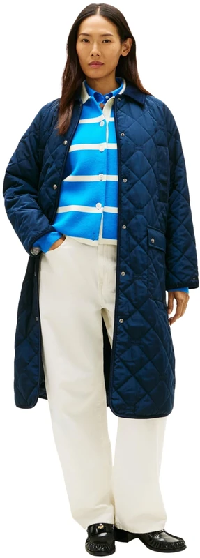 Tommy Hilfiger Women's PADDED FLAG QUILTED COAT WW0WW47747 Parka Coat, BLUE (Dark Night Navy), XL