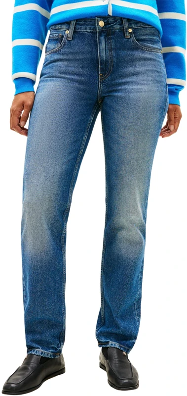 Tommy Hilfiger Women's DNM Glow Classic Straight RW WW0WW47700 Straight, Denim (Glow), 31W / 32L