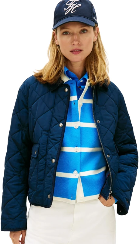 Tommy Hilfiger Women's PADDED FLAG QUILTED JACKET WW0WW47998 Other Jackets, BLUE (Dark Night Navy), XL