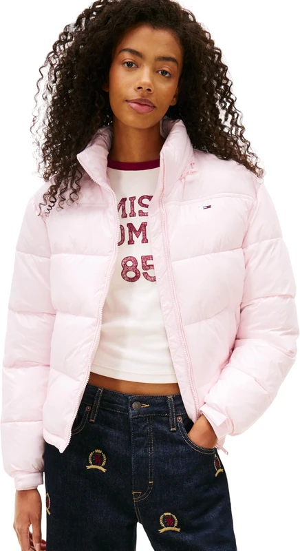 Tommy Jeans Women's Tjw Pckbl Hd Ess Pffr Shiny Ext Dw0Dw22039 Puffer Jacket, Pink (Light Pink), L