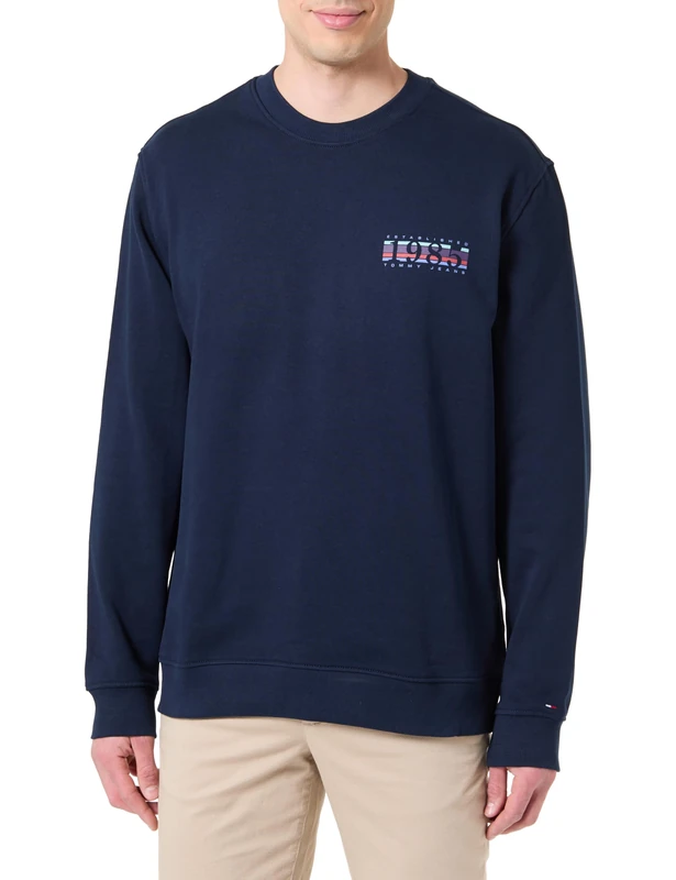 Tommy Jeans Men's TJM Reg Entry DNA Play Crew Ext Dm0Dm22377 Pullover Sweatshirt, Blue (Dark Night Navy), 4XL Grande Taille