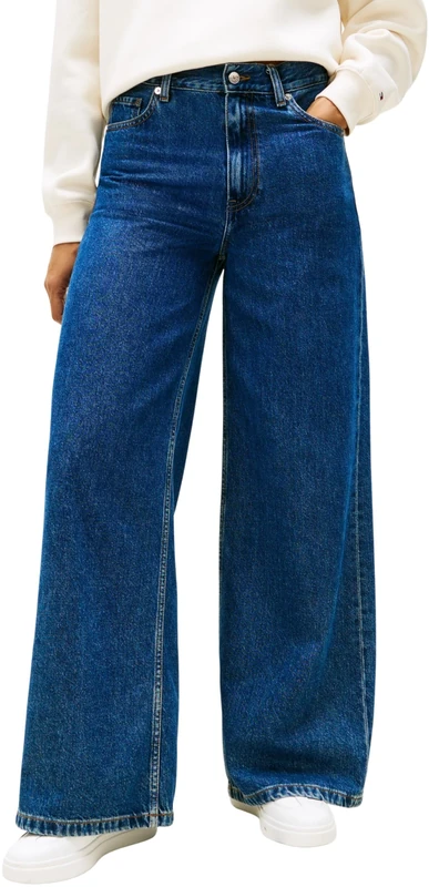 Tommy Hilfiger Women's DNM EMI 70'S Wide Leg HW WW0WW47695 Other Jeans, Denim (EMI), 25W / 30L