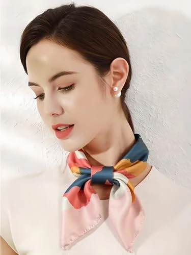 Silky Head Scarf For Women Hair Bandanas 27.5”Sleeping Wrap for Women, A1 Pink Oil Painting, Standard