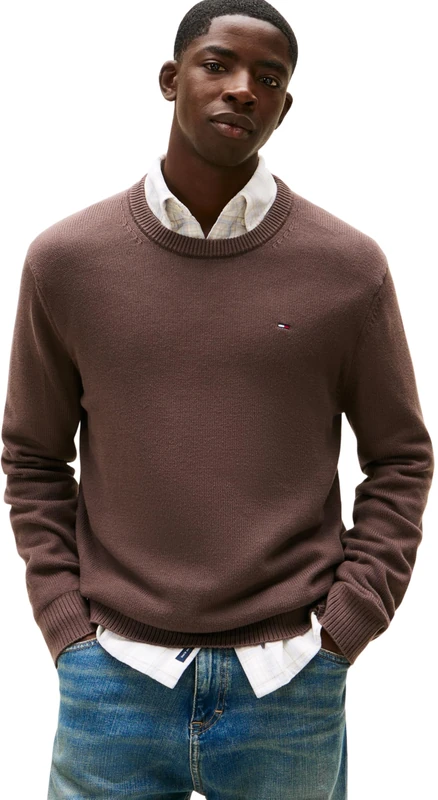 Tommy Jeans Men's TJM Slim Ess Sweater Ext Dm0Dm21787 Pullover, Brown (Black Walnut), XS