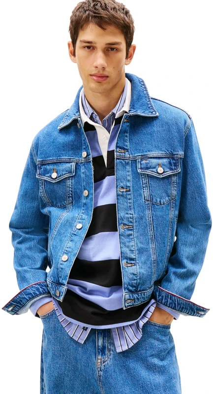 Tommy Jeans Men's Ryan Rglr Trckr Jckt Ext Ci8132 Dm0Dm22635 Trucker Jacket, Denim (Denim Medium), M
