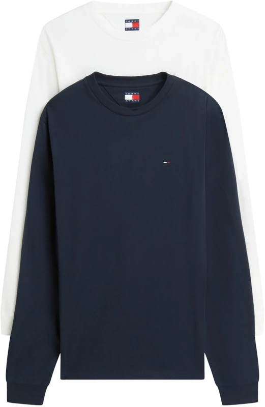 Tommy Jeans Men's TJM Slim 2PACK L/S EXT DM0DM22148 L/S T-Shirt, Multi (Ecru/Dark Night Navy), 3XL