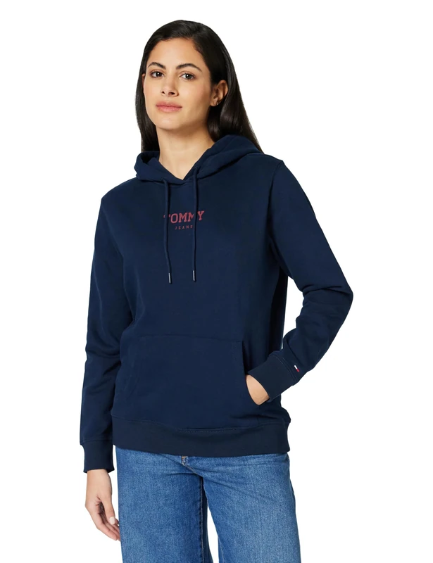 Tommy Jeans Women's Tjw Reg Ess Logo 2 Hoodie Ext Dw0Dw21921 Pullover, Blue (Dark Night Navy), M
