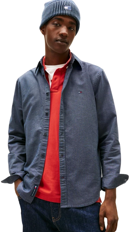 Tommy Jeans Men's TJM Reg Oxford Shirt Ext Dm0Dm22836 L/S, Blue (Dark Night Navy), 3XL (Plus)