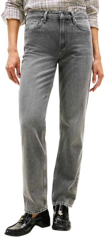 Tommy Hilfiger Women's DNM Grey Classic Straight RW WW0WW47706 Straight, Denim (Grey), 28W / 32L