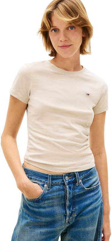 Tommy Jeans Women's Tjw 3Pack C-Neck Tee Dw0Dw22175 S/S T-Shirt, Multi (Black/Ecru/Gulf Sand), S