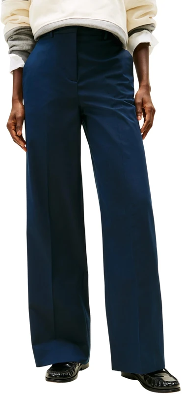 Tommy Hilfiger Women's Cotton Wide Leg Pant WW0WW49471 Other Pants, Blue (Dark Night Navy), 40