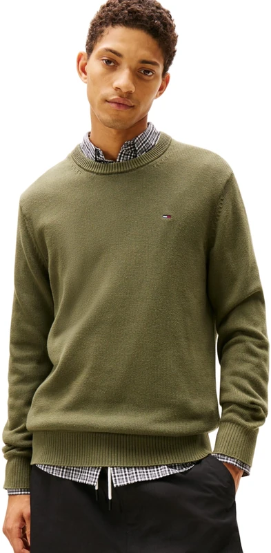 Tommy Jeans Men's TJM Slim Ess Sweater Ext Dm0Dm21787 Pullover, Green (Dark Greenery), XL