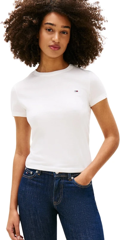 Tommy Jeans Women's Tjw 2Pack C-Neck Tee Dw0Dw21366 S/S T-Shirt, Multi (Ecru/Lavish Cerise), L