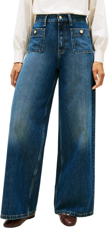 Tommy Hilfiger Women's Jeans Mine 70s Wide Leg High Waist, Green (Mine), 26W/34L