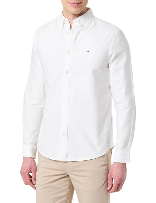 Tommy Jeans Men's TJM Reg Oxford Shirt Ext Dm0Dm22836 L/S, White (Ecru), M