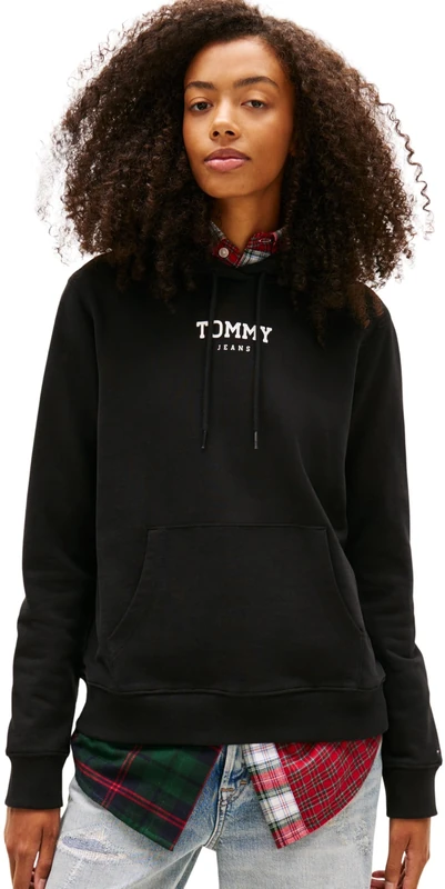 Tommy Jeans Women's Tjw Reg Ess Logo 2 Hoodie Ext Dw0Dw21921 Pullover, Black (Black), XXL
