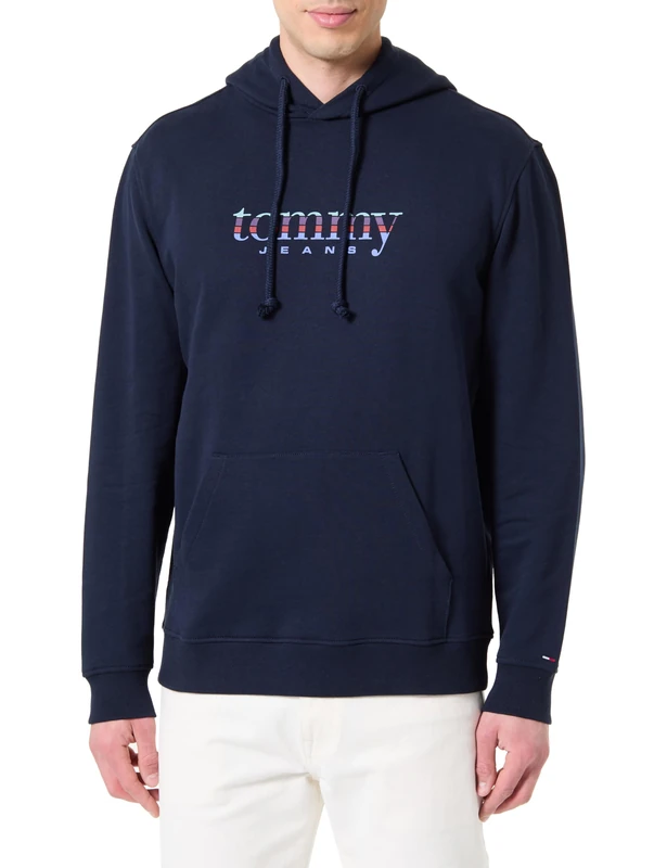 Tommy Jeans Men's TJM Reg Entry DNA Play Hood Dm0Dm22642 Pullover Hoodie, Blue (Dark Night Navy), L