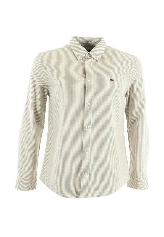 Tommy Jeans Men's TJM Slim Stripe Oxford Shirt EXT DM0DM20668 L/S Shirt, Green (Dark Greenery/Stripes), XL